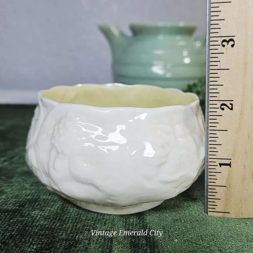 Vtg Belleek Lotus Open Sugar Bowl Yellow Interior 3rd Mark 1926-1946 Ireland